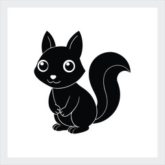  Black silhouette squirrel vector