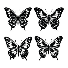 Cute butterfly silhouette vector.