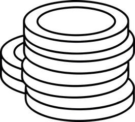 Stack of Simple Line Drawing Coins on White Background