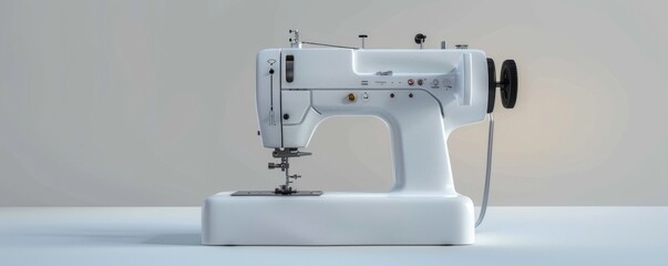 Isolated white serger on white background, 4K hyperrealistic photo