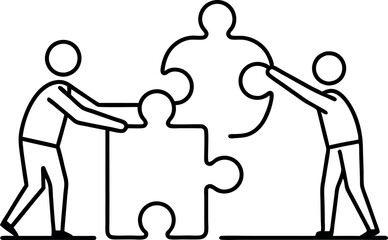 Teamwork Concept with People Connecting Puzzle Pieces