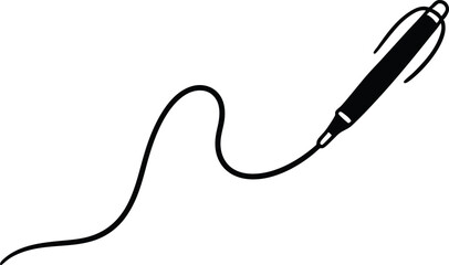 Minimalistic Illustration of Pen Drawing a Wavy Line