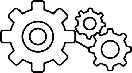 Black and White Gear Icons Representing Engineering and Teamwork