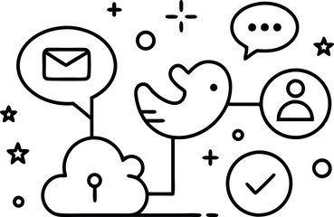 Social Media and Communication Line Art Icons