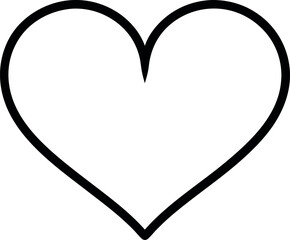 Simple Black Heart Outline on White Background