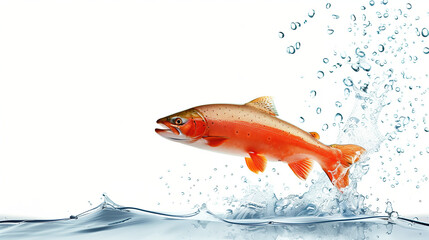 Salmon, Floating on White background.