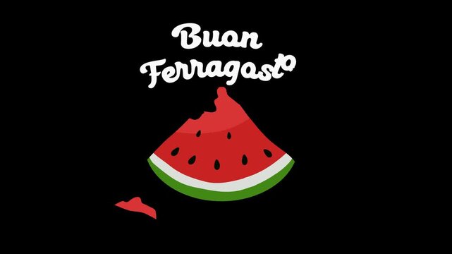 Buon Ferragosto animation text for Italian holiday celebrated every August 15th. 4K footage for greeting card in chroma key.