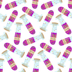Seamless Pattern with Glass Bottles of Colorful Potions for Magical and Fantasy Designs