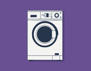 Washing Machine Flat Design on Color Background