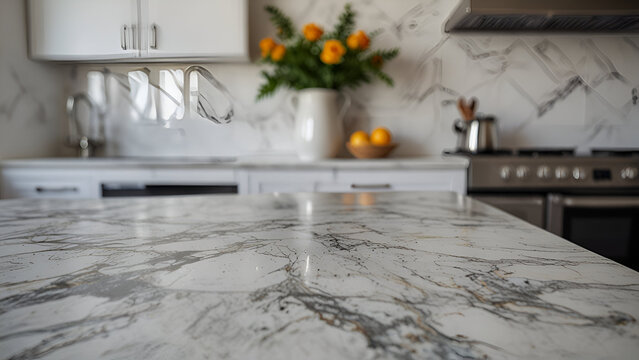 white marbal in kitchen