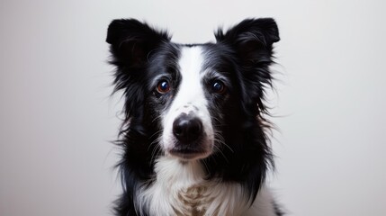 Fototapeta premium Portrait of an adorable border collie dog looking curious with its big brown eyes
