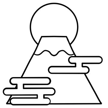 recommend clip art: 初日の出・富士山・雲（線画のみ）