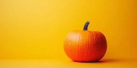 Minimalist Halloween Pumpkin on Vibrant Yellow