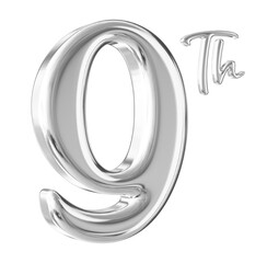 9th Anniversary Silver Number 3D