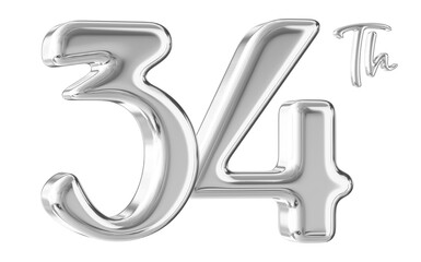 34th Anniversary Silver Number 3D