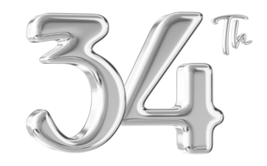 34th Anniversary Silver Number 3D