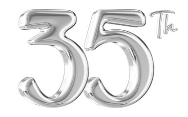 Naklejka premium 35th Anniversary Silver Number 3D