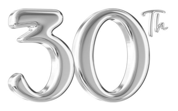 30th Anniversary Silver Number 3D - Powered by Adobe