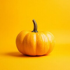 Minimalist Halloween Pumpkin on Vibrant Yellow