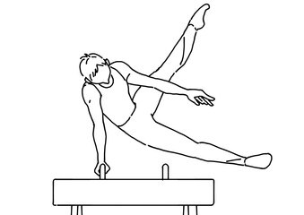 オリンピックであん馬の演技をする男子体操選手