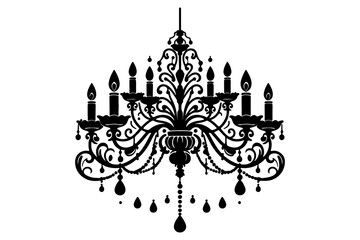 chandelier silhouette vector illustration - Generative AI