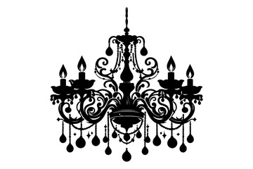chandelier silhouette vector illustration - Generative AI