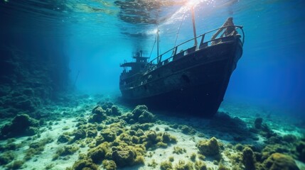 Sunken Ship Underwater