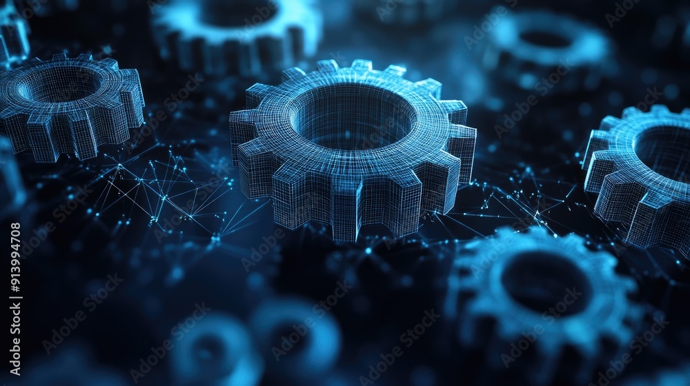 Aufkleber gears network communicating with each other in the digital world