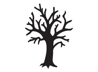 Fototapeta premium Spooky dead tree silhouette vector, helloween tree, vector illustration.