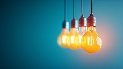 A background with light bulb in different colors hanging from the top.