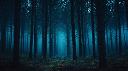 Naklejka premium A high definition photographic creative of a forest at night, capturing the beauty and mystery of the natural landscape.