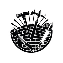Masonry Tools Silhouette Vector