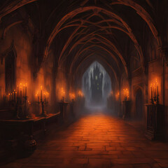 Fototapeta premium Fantasy Halloween Castle within a Giant Jack O' Lantern