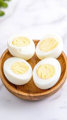Perfectly Boiled Eggs Displayed in a Wooden Bowl Ready for Enjoyment