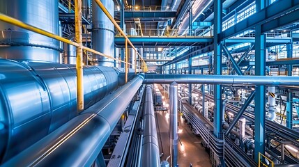  an advanced industrial facility with waste heat recovery systems, optimized processes, and energy-efficient machinery, reducing overall energy consumption