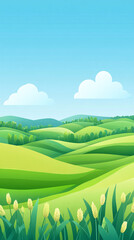 Fototapeta premium Rural revitalization rural farmland landscape summer work scene illustration