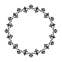 Vector baroque black circle border frame. Template. Isolated on white background.