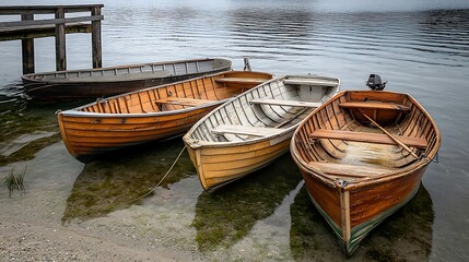 Obraz premium 45. Vintage fishing scene with old boats and classic gear, [vintage fishing], [outdoor nostalgia]