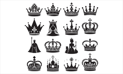 Medieval royal crown queen monarch king lord silhouette icons stock illustration
Crown - Headwear, Vector, Coronation, Logo, Queen Royal Person
