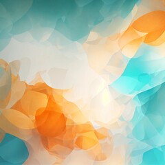 Abstract Design with Cyan and Orange Shades, No Dark Colors, White Background, Transparent PNG