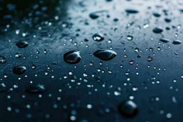 Water droplets on dark cover background. Water droplets concept whit generative ai