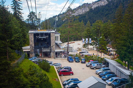 Zakopane, Poland - July 29, 2024: The Cable Car To Kasprowy Wierch Peak in the High Tatra, Poland.