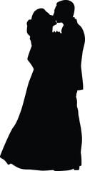 hand drawn people wedding full body silhouette illustration