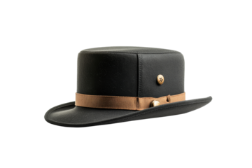 Black Top Hat with Brown Band