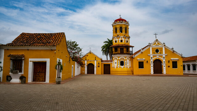 Spanish Colonial Buildngs and The Church in Mompox, Colombia