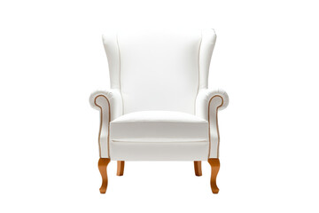 Fototapeta premium White Wingback Armchair with Wooden Legs