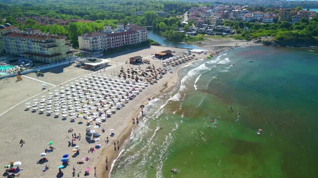 Drone view of Nestinarka Beach near town of Tsarevo, Burgas Region, Bulgaria