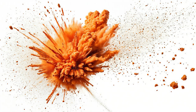 Explosion poudre orange craie m&eacute;lange fond blanc.