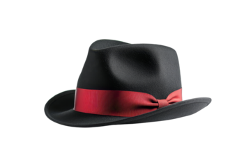 Black Fedora Hat With Red Ribbon