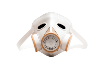 White Gas Mask with Beige Filters